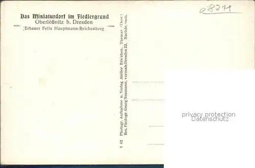 AK / Ansichtskarte Oberloessnitz Miniaturdorf im Fiedlergrund Erbauer Felix Hauptmann Reichenberg Kat. Radebeul