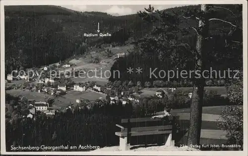 AK / Ansichtskarte Sachsenberg Georgenthal Ruhebank am Aschberg Blick ins Tal Radiumquelle Kat. Klingenthal Sachsen