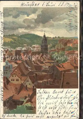 AK / Ansichtskarte Meissen Elbe Sachsen Stadtbild mit Frauenkirche Kuenstlerkarte Reichspost Kat. Meissen