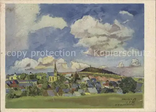 AK / Ansichtskarte Altenberg Erzgebirge Ortsansicht mit Kirche 500 Jahre Zinnstadt Kuenstlerkarte Kat. Geising