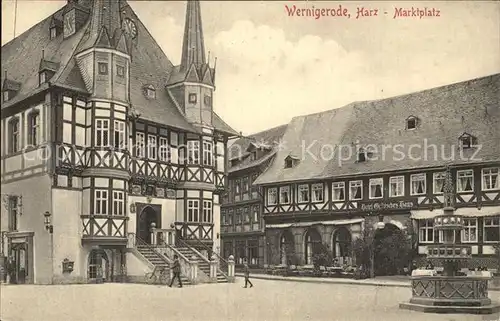 AK / Ansichtskarte Wernigerode Harz Marktplatz Hotel Fachwerkhaus Brunnen Kat. Wernigerode