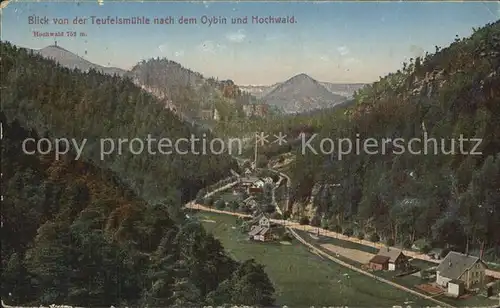 AK / Ansichtskarte Oybin Blick von der Teufelsmuehle nach dem Berg Oybin und Hochwald Zittauer Gebirge Kat. Kurort Oybin