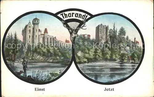 AK / Ansichtskarte Tharandt einst und jetzt Burg Ruine Schlossteich Kat. Tharandt