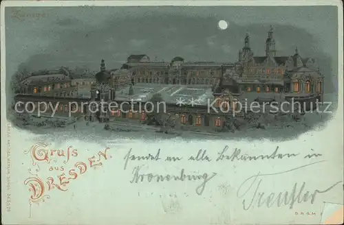 AK / Ansichtskarte Dresden Zwinger im Mondschein Litho Kat. Dresden Elbe