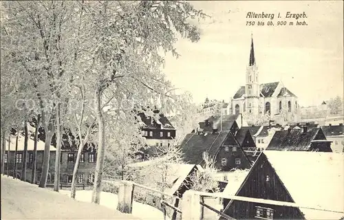 AK / Ansichtskarte Altenberg Erzgebirge Ortsansicht mit Kirche im Winter Kat. Geising