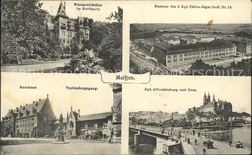 AK / Ansichtskarte Meissen Elbe Sachsen Waldschloesschen Park Kaserne Elbbruecke Albrechtsburg Kornhaus Kat. Meissen