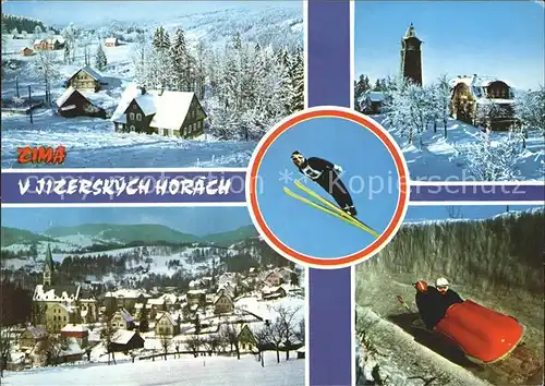 AK / Ansichtskarte Jizerske hory Wintersportplatz Skispringen Bobfahren Kat. Tschechische Republik
