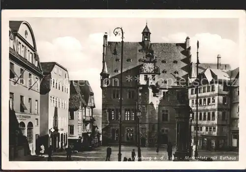 AK / Ansichtskarte Marburg Lahn Marktplatz mit Rathaus Bahnpost Kat. Marburg