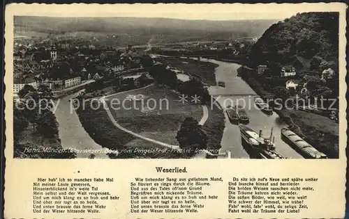 AK / Ansichtskarte Hann. Muenden Panorama Blick vom Dingelstedt Pressel Denkmal Weserlied Kat. Hann. Muenden