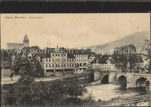 AK / Ansichtskarte Hann. Muenden Werrapartie Bruecke Kat. Hann. Muenden