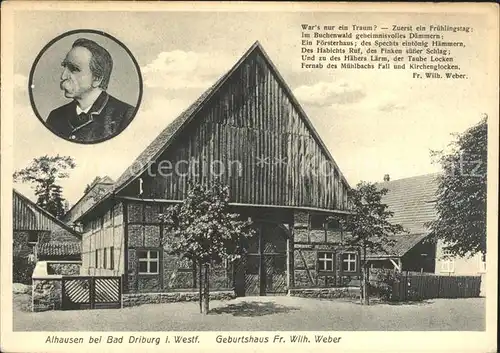 AK / Ansichtskarte Alhausen Westfalen Geburtshaus des Dichters Weber Kat. Bad Driburg