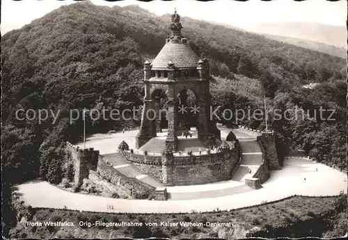 AK / Ansichtskarte Porta Westfalica Kaiser Wilhelm Denkmal Fliegeraufnahme Kat. Porta Westfalica