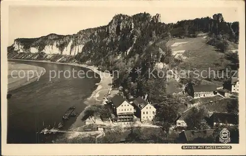 AK / Ansichtskarte Rathen Saechsische Schweiz Panorama mit Basteiwaende Felsen Kat. Rathen Sachsen