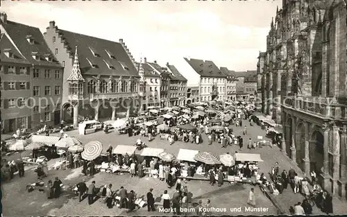 AK / Ansichtskarte Freiburg Breisgau Marktplatz Hist Kaufhaus Muenster Kat. Freiburg im Breisgau