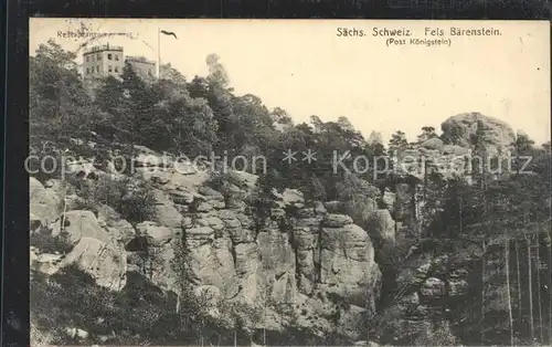 AK / Ansichtskarte Koenigstein Saechsische Schweiz Fels Baerenstein Restaurant Elbsandsteingebirge Kat. Koenigstein Saechsische Schweiz