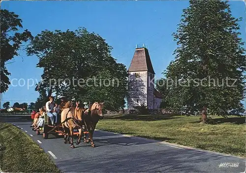 AK / Ansichtskarte Visingsoe Pferdewagen mit Kirche Kat. Schweden