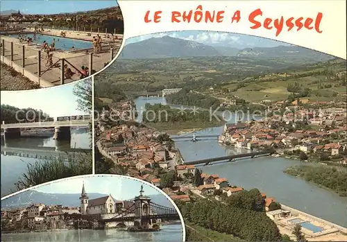 AK / Ansichtskarte Seyssel Haute Savoie Vue aerienne Le Rhone Pont Piscine Kat. Seyssel