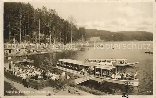 AK / Ansichtskarte Waldheim Sachsen Zschopau Talsperre Bootsanleger Kat. Waldheim Sachsen