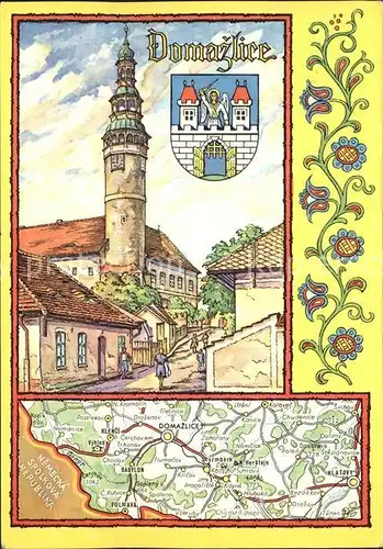 AK / Ansichtskarte Domazlice Chodenburg Turm Landkarte Kat. Taus