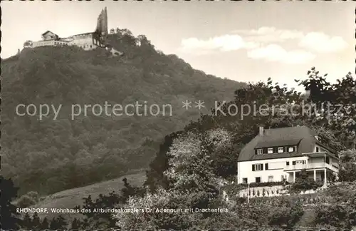 AK / Ansichtskarte Rhoendorf Wohnhaus Dr Adenauer mit Drachenfels Kat. Bad Honnef