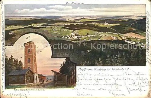 AK / Ansichtskarte Schoenheide Erzgebirge Panorama Blick vom Kuhberg Prinz Georg Turm Kat. Schoenheide Erzgebirge