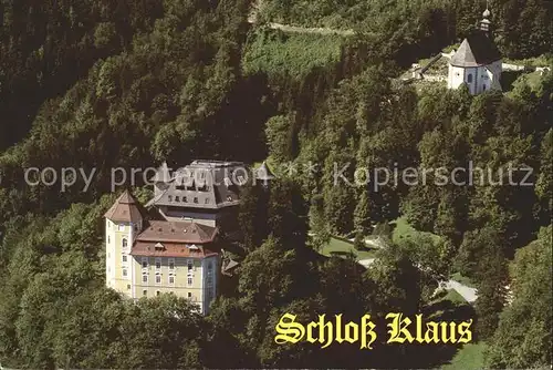 AK / Ansichtskarte Klaus Pyhrnbahn Schloss Klaus mit Bergkirche Fliegeraufnahme Kat. Klaus an der Pyhrnbahn