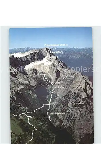 AK / Ansichtskarte Zugspitze Aufstiegsroute Fliegeraufnahme Kat. Garmisch Partenkirchen