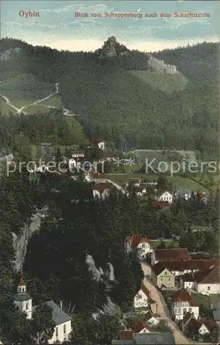 AK / Ansichtskarte Oybin Panorama Blick vom Schuppenberg nach dem Scharfenstein Kat. Kurort Oybin