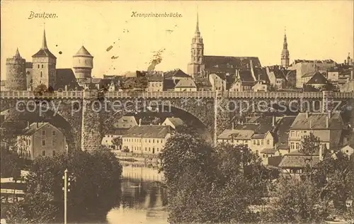 AK / Ansichtskarte Bautzen Kronprinzenbruecke Altstadt Alte Wasserkunst Kirche Kat. Bautzen