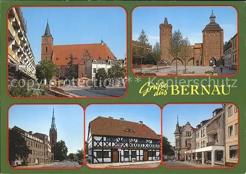 AK / Ansichtskarte Bernau Berlin Kirche Pulverturm Tor Strassenpartie Fachwerkhaus Kat. Bernau