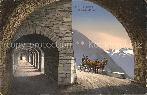 AK / Ansichtskarte Simplon VS Galerie d`hiver mit Pferdekutsche Kat. Simplon
