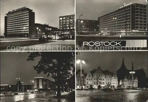 AK / Ansichtskarte Rostock Mecklenburg Vorpommern Lange Strasse Ostsee Druck Rostock Interhotel Warnow Ernst Thaelmann Platz Nachtaufnahme Kat. Rostock