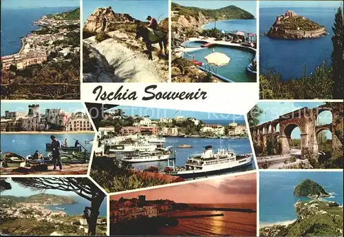 AK / Ansichtskarte Ischia Teilansichten Berge Hafen Faehre Insel Abendstimmung Kat. 