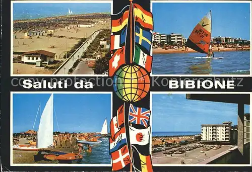 AK / Ansichtskarte Bibione Strand Hotel Windsurfen Flaggen