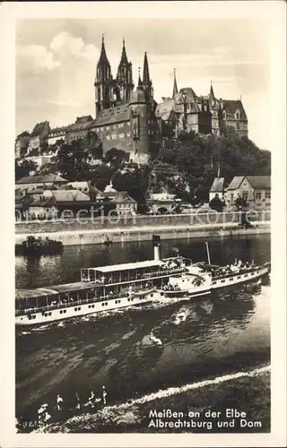 AK / Ansichtskarte Meissen Elbe Sachsen Albrechtsburg und Dom mit Dampfer Kat. Meissen