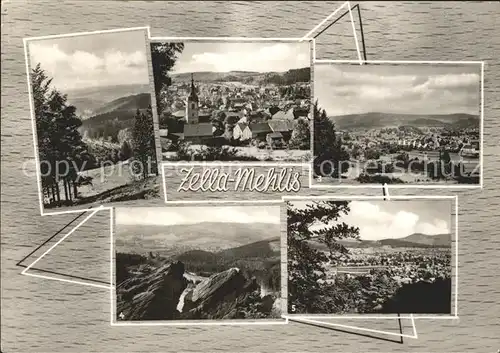 AK / Ansichtskarte Zella Mehlis Panorama Landschaft Ortsansicht mit Kirche Kaltenbrunner Steine Schwarzer Kopf Kat. Zella Mehlis