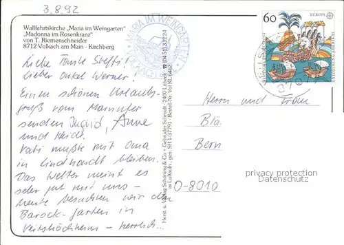 AK / Ansichtskarte Volkach Wallfahrtskirche Maria im Weingarten Fliegeraufnahme Kat. Volkach Main