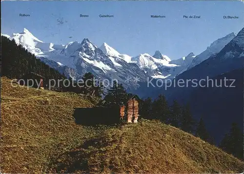 AK / Ansichtskarte Anniviers Val d Anniviers Bergkette Rothorn Besso Gabelhorn Matterhorn Zinal Kat. Sierre