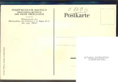 AK / Ansichtskarte Bautzen Mittelschrein des Marienaltars aus Schoenau 15. Jhdt. Stadtmuseum Kat. Bautzen