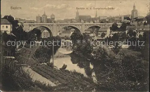 AK / Ansichtskarte Bautzen Kronprinzenbruecke Spree Altstadt Alte Wasserkunst Kirche Kat. Bautzen