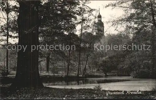 AK / Ansichtskarte Bad Kreischa Parkteich Sanatorium Kirche Handabzug