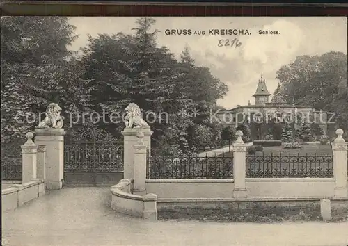 AK / Ansichtskarte Kreischa Schloss Loewenskulptur Kat. Kreischa Dresden