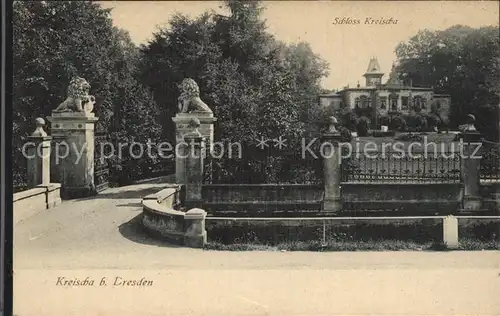 AK / Ansichtskarte Kreischa Schloss Loewenskulptur Englers Postkarte Kat. Kreischa Dresden
