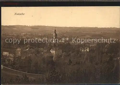 AK / Ansichtskarte Kreischa Ortsansicht mit Kirche Kat. Kreischa Dresden