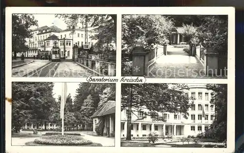 AK / Ansichtskarte Bad Kreischa Sanatorium Kurhaus Park Strassenbahn