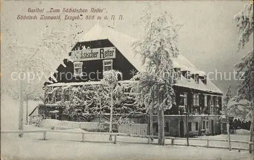 AK / Ansichtskarte Zinnwald Georgenfeld Gasthof zum Saechsischen Reiter im Winter Kat. Altenberg