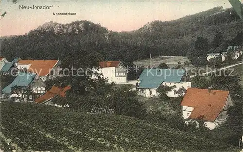 AK / Ansichtskarte Neu Jonsdorf mit Blick zum Nonnenfelsen Lausitzer Gebirge Kat. Kurort Jonsdorf