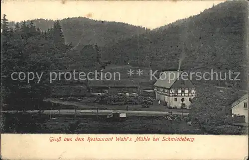 AK / Ansichtskarte Schmiedeberg  Dippoldiswalde Restaurant Wahls Muehle Stempel