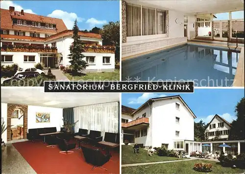 AK / Ansichtskarte Bad Salzhausen Sanatorium Bergfried Klinik Schwimmbad Aufenthaltsraum Kat. Nidda