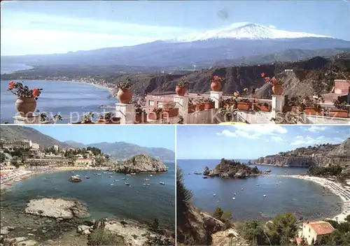 AK / Ansichtskarte Taormina Sizilien Panorama Bucht Kueste Vulkan aetna Kat. 